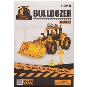 Robotime Bulldozer / Front-end Loader TG509K - 3D puzzel - Houten bouwpakket - Knutselen - Miniatuur
