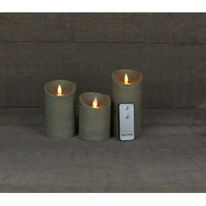 Set van 3 taupe LED stompkaarsen met afstandsbediening - Woondecoratie - LED kaarsen - Elektrische kaarsen