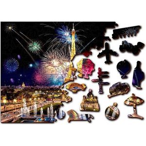 Wooden City - 2in1 - Houten Legpuzzel - Paris By Night - 37,5x25,4cm