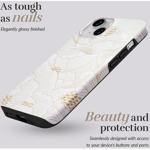 Mio by Mobilize Hoesje geschikt voor Apple iPhone 14 Plus MagSafe Telefoonhoesje Hardcase | Mio by Mobilize Backcover | Geschikt voor MagSafe | Geschikt voor Draadloos Opladen met Magnetische Ring | MagSafe Case - Wit Roses | Wit