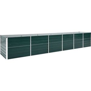 vidaXL - Plantenbak - verhoogd - 480x80x77 - cm - gegalvaniseerd - staal - groen