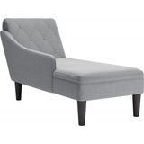 vidaXL - Chaise - longue - met - kussen - en - rechterarmleuning - stof - lichtgrijs