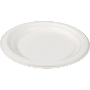 Depa® - ® Bord | rond | 1-vaks | bagasse (suikerrietpulp) | Ø18cm | wit | 50 stuks