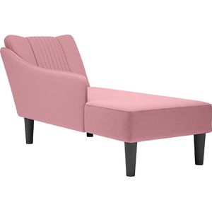 Chaise longue met rechterarmleuning fluweel roze