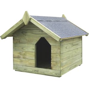 Hondenhok met opklapbaar dak gempregneerd grenenhout