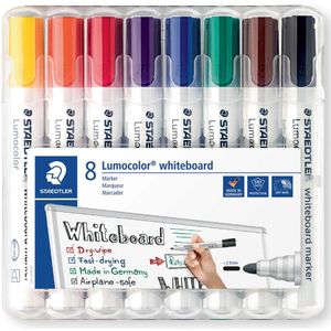 Staedtler whiteboardmarker Lumocolor, etui van 8 stuks in geassorteerde kleuren