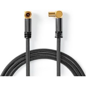Coaxkabel 100 dB | IEC (Coax) Male - IEC (Coax) Female | Gun Metal Grey | Gevlochten kabel Nedis