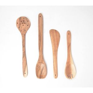 Hand Carved Assorted Acacia Cooking Spoons (set of 4)
