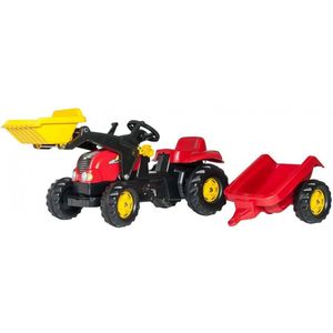 Rolly Toys Rollykid Rood - Traptractor Met Aanhanger en Frontlader