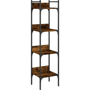 vidaXL - Boekenkast - 4-laags - 35x30x138,5 - cm - bewerkt - hout - gerookt - eiken