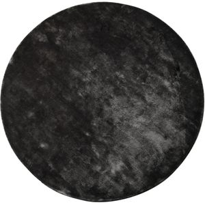 PTMD Flavia Black viscose handwoven carpet round