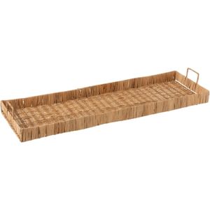 J-Line Lange Rechthoekig Rotan plateau - dienblad - jute - naturel - woonaccessoires