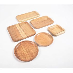 Assorted Acacia Wood Platters (set of 6)