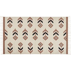 Beliani NIAVAN - Vloerkleed - Beige/zwart - 80 x 150 cm - Katoen