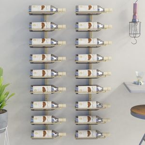 vidaXL-Wijnrekken-2-st-voor-9-flessen-wandmontage-ijzer-goudkleurig
