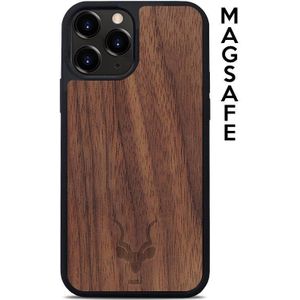 Kudu iPhone 13 Pro Max hoesje case - Houten backcover - Geschikt voor opladen met magnetische ring -