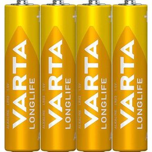 Varta Batterij Alkaline, Micro, AAA, LR03, 1.5V Longlife, Shrinkwrap (4 stuks)