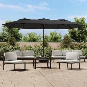 vidaXL - Parasol - dubbel - dak - met - LED - 449x245 - cm - antracietkleurig