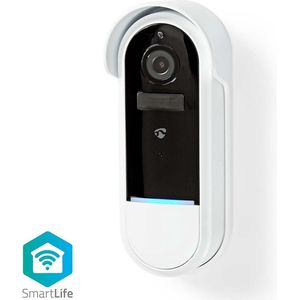 Nedis SmartLife Videodeurbel - Wi-Fi - Batterij Gevoed / Transformator - Full HD 1080p - Cloud Opslag (optioneel) / microSD (niet inbegrepen) - IP54 - Met bewegingssensor - Nachtzicht - Wit
