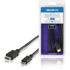 High Speed HDMI kabel met Ethernet HDMI-Connector - HDMI Mini-Connector Male 2.00 m Zwart Valueline