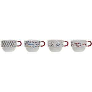 Set van koffiekopjes DKD Home Decor Rood Multicolour Metaal Keramiek 4 Onderdelen 190 ml