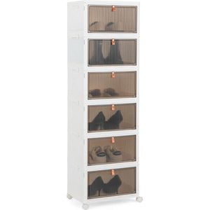 Coast Opvouwbare Schoenenorganizer met Wielen - 6 Opbergbakken - Transparante Deuren - 40 x 37,5 x 1