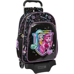 Schoolrugzak met Wielen Monster High Zwart 33 x 42 x 14 cm