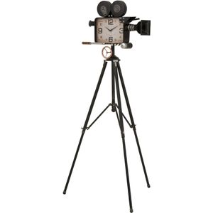 J-Line Camera Op Statief klok - metaal - zwart - 75 cm - woonaccessoires