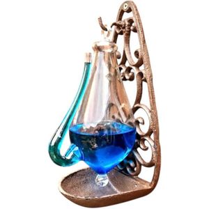Barometer / luchtdrukmeter, gietijzer met glazen container, antiek