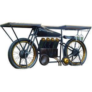 Unieke Motorfiets Side Table, met wijnrek, bartafel