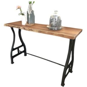 Unieke boomstamtafel met gietijzeren onderstel, groot