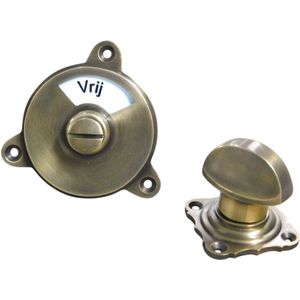 WC deur roterende sluiting, Capper toilet met emaille + messing, bezet + vrij.