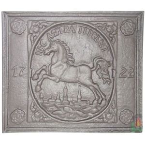 Openhaard ornament, paard, gietijzer, zwaar