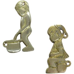 Deurplaten toilet wc-deurbord - messing - voor het toilet, jongen + meisje