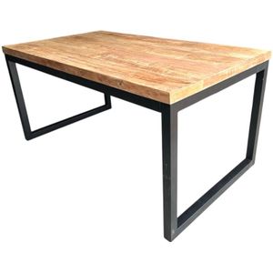 Industriële tafel - hout - zwart metalen frame - 200 x 100 cm