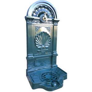 Fontein / aluminium tuinfontein, staand, met messing kraan, groen