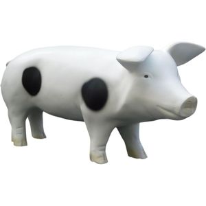Spaarvarken - polystone - 28 cm - wit met zwarte stippen