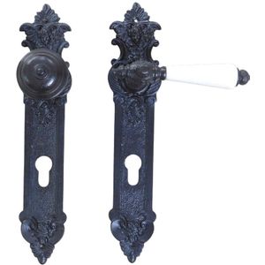 Deurset: deurknop Belli, 2 backplates engel, antiek ijzer, PZ92