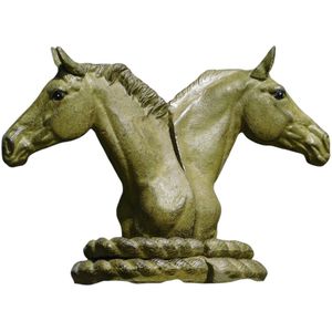 2 paardenbeelden als boekensteun, massief ijzer