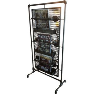 Tijdschriften-kranten-lectuur-standaard-kiosk-metaal-grijs