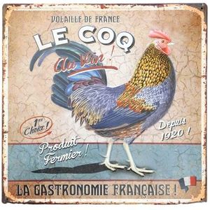 Metalen bord met een haan, ''Le Coq''