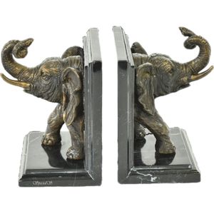 Boekensteunen set - olifant - brons en marmer - decoratie