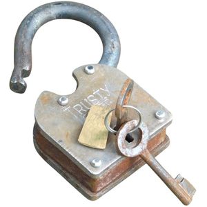 Antiek slot, hangslot met werkend slot - middeleeuwse-look