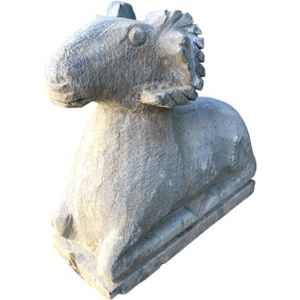 Indonesische ram - stenen dierenbeeld - 31 cm - handgeslagen