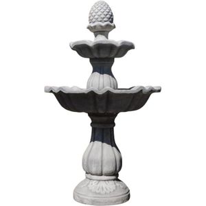 Stenen fontein - met dennenappel - 140 cm - sierlijk - wit