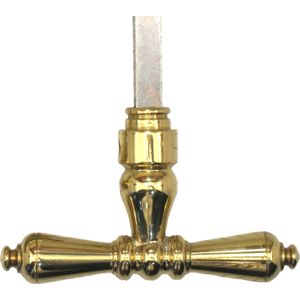 Deurklink T-model, kruk van glanzend messing, klassiek
