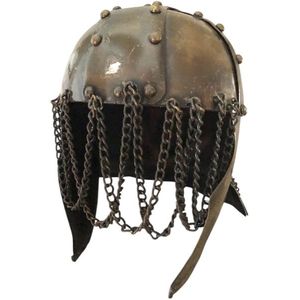 Ridderhelm koper-groen, met oor beschermers, oud staat !