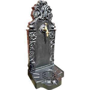 Sierlijke forse fontein - met kraan van messing - alu - zwart