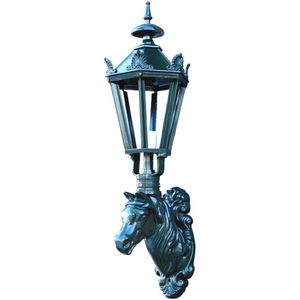 Prachtige buitenlamp met paardenhoofd, donkergroen