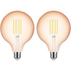 Modee E27 LED Lamp Dimbaar 4W - Warm Wit - LED Filament Amber Globe G125 - Vervangt 28W Halogeen Gloeilamp - 2 stuks